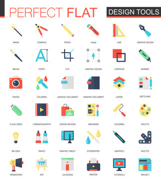 Vector set of flat App Design tools icons