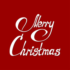 Merry Christmas text. Hand drawn Xmas calligraphy or lettering. Greeting card and holiday calligraphic design element. Vector illustration.