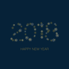 Fototapeta na wymiar Happy New Year 2018 greeting card from snowflakes