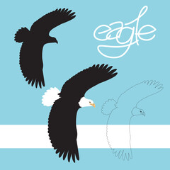 Naklejka premium eagle vector illustration style flat black silhouette line