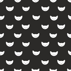 cat funny head seamless vector pattern