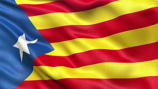 Seamless loop of the Catalonia flag waving in the wind. Loop ready file in 4K.