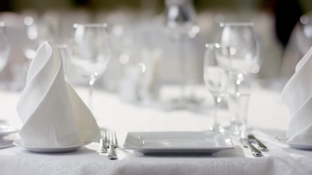 Shot of banquet table at luxury restaurant