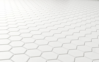 Abstract background array of white shinny n-gons. 3d render