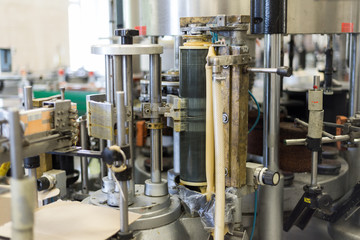 Automatic labeling machine during operation.