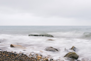 Long exposure of sea and rocks in Black sea coast