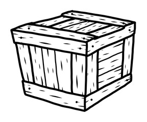 wooden box / cartoon vector and illustration, black and white, hand drawn, sketch style, isolated on white background.