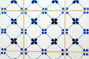 Typical Portuguese decorations with colored ceramic tiles .