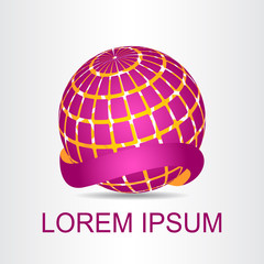 Logo stylized spherical surface with abstract shapes