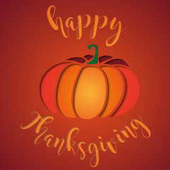 Happy thanksgiving card with paper cut style pumpkins