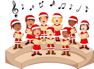 Choir girls and boys singing a song