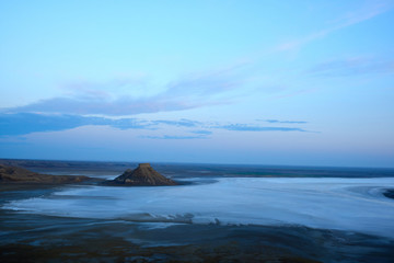 On the Ustyurt Plateau. Karyndzharyk hollow.  Desert and plateau Ustyurt or Ustyurt plateau is located in the west of Central Asia, particulor in Kazakhstan, Turkmenistan and Uzbekistan