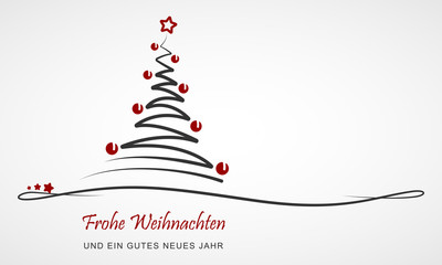 Weihnachten - Grußkarte "Abstrakter Weihnachtsbaum" (Schwarz/ Rot)