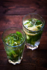 Two Mojito cocktails in glasses