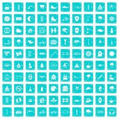 100 glove icons set grunge blue