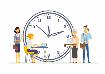 Fototapeta na wymiar Time management for business - modern cartoon people characters illustration