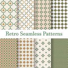 set 8 seamless patterns retro