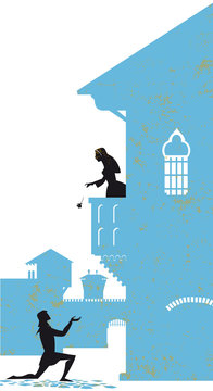 Romeo and Juliet vector illustration silhouette