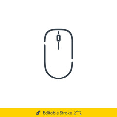 Mouse Icon / Vector - In Line / Stroke Design with Editable Stroke