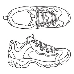 Vector illustration hiking boots icon. Mountain shoes