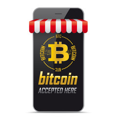 Smartphone Shop Marquee Bitcoin Accepted Here