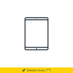 Tablet Icon / Vector - In Line / Stroke Design with Editable Stroke