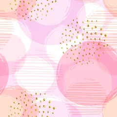  Abstract geometric seamless pattern with pink circles. © Nadia Grapes