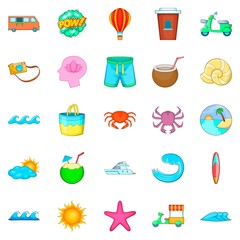 Lightweight clothing icons set, cartoon style