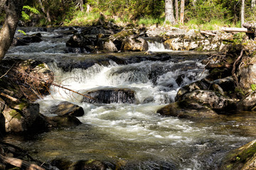 Fototapeta premium Waterfalls on the river Zhigalan. North Ural
