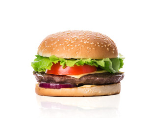 Cheeseburger isolated on white background