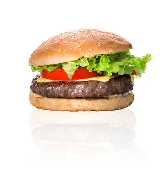 Cheeseburger isolated on white background