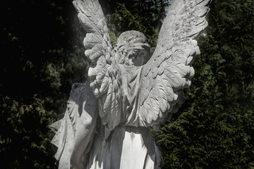 angel of death as a symbol of the end of life. Ancient statue. (Religion, eternal life,...
