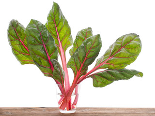 Fresh chard from the garden, organic, isolated on white.