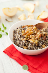 Christmas porridge in the big white bowl