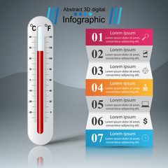 Thermometer business infographic. Five paper illustration. Vector eps 10