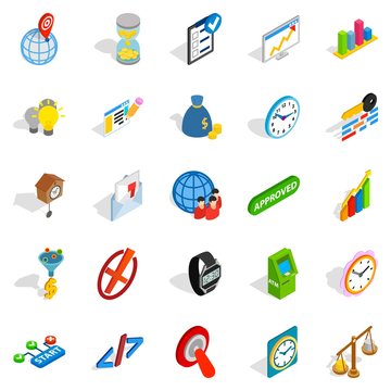 Exchange Icons Set, Isometric Style