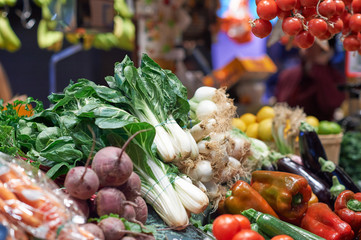Vegetables on market table