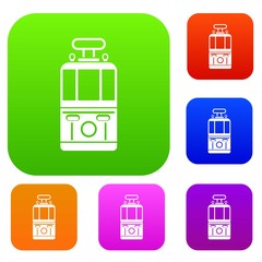Tram front view set color collection