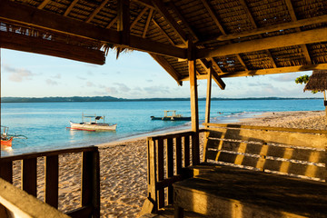 Beach hut on pristine tropical Philippine island