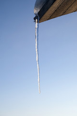 Hanging icicle on the roof