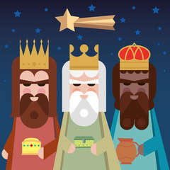 The three Kings of Orient. Wise men illustration.