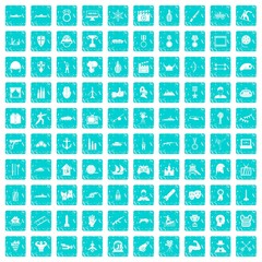 100 hero icons set grunge blue