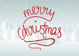 Naklejka na ściany i meble Merry Christmas - typography - winter panorama