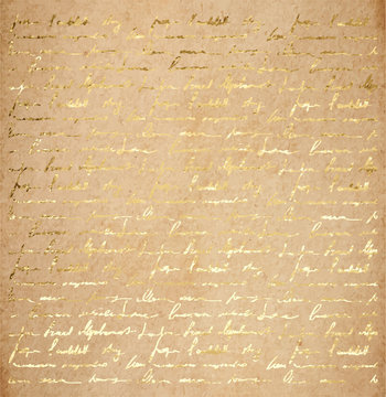  old paper with golden ink handwriting letter