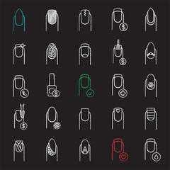 Manicure chalk icons set