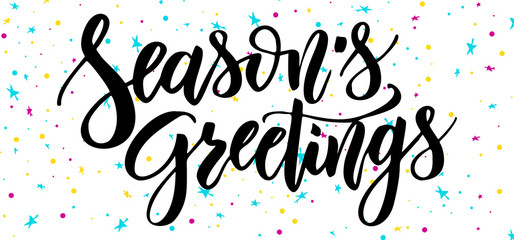 Happy New Year handwriting script lettering. Marry Christmas greeting card. Modern brush lettering. Vector emblem, text design