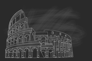 Vector sketch of The Coliseum or Flavian Amphitheatre, Rome, Italy.