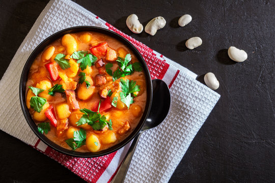 White Bean Soup With Potatoes, Tomatoes, Paprika, And Bacon