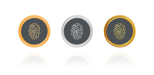 Fingerabdruck - Bronze, Silber, Gold Buttons