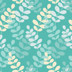 Seamless vector background with decorative branche and leaves. Pattern with plants. Textile rapport.